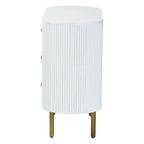 Beyla Mid-Century White Fluted Wood and Gold Metal 3-Drawer Dresser