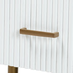 Beyla Mid-Century White Fluted Wood and Gold Metal 3-Drawer Dresser