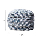 Nuloom Seville Handmade Denim Textured Ottoman Pouf