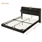 Queen Size Bed Frame with Storage,Touch Sensor Light and USB port