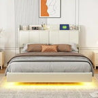 Queen Size Bed Frame with Storage,Touch Sensor Light and USB port