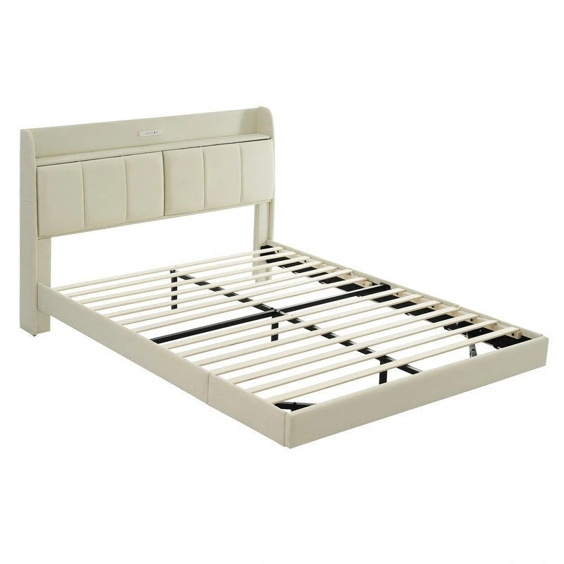 Queen Size Bed Frame with Storage,Touch Sensor Light and USB port
