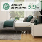 Queen Size Platform Bed Frame with Fabric Upholstered Headboard and Wooden Slats Support, No Box Spring Needed/Easy Assembly