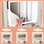 Vanity Set LED Mirror Storage Stool Adjustable Lighting Glass Top