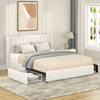 Lilium Ivory Boucle Upholstered Queen Platform Bed with Drawers by Christopher Knight Home