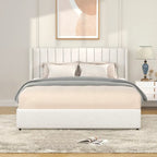 Lilium Ivory Boucle Upholstered Queen Platform Bed with Drawers by Christopher Knight Home