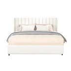 Lilium Ivory Boucle Upholstered Queen Platform Bed with Drawers by Christopher Knight Home