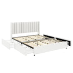 Lilium Ivory Boucle Upholstered Queen Platform Bed with Drawers by Christopher Knight Home