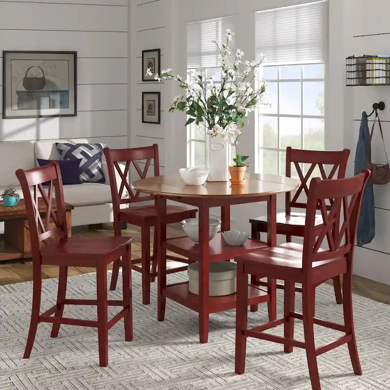 Eleanor X-Back Wood Counter Chairs (Set of 2) by iNSPIRE Q Classic