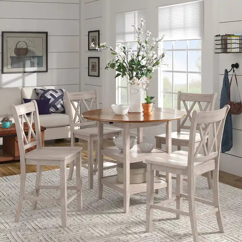 Eleanor X-Back Wood Counter Chairs (Set of 2) by iNSPIRE Q Classic