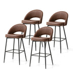 Glitzhome Modern Quilted Leatherette Tapered Legs Bar Stools Set of 4 or 6