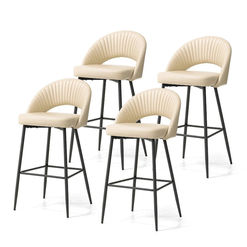 Glitzhome Modern Quilted Leatherette Tapered Legs Bar Stools Set of 4 or 6