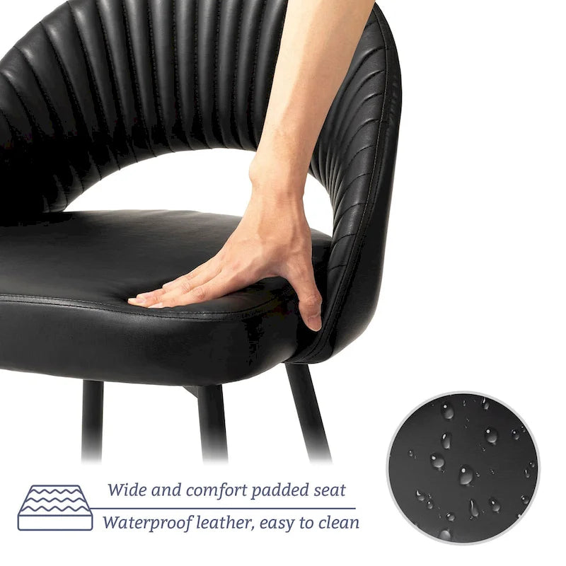 Glitzhome Modern Quilted Leatherette Tapered Legs Bar Stools Set of 4 or 6