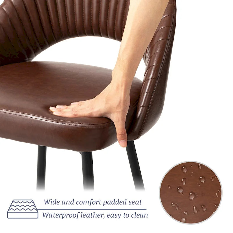 Glitzhome Modern Quilted Leatherette Tapered Legs Bar Stools Set of 4 or 6