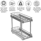 Hold N Storage Pull Out Cabinet Organizer 2 Tier  Heavy Duty Metal with Lifetime Limited Warranty - Anti Rust Chrome Finish
