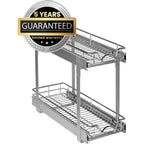 Hold N Storage Pull Out Cabinet Organizer 2 Tier  Heavy Duty Metal with Lifetime Limited Warranty - Anti Rust Chrome Finish