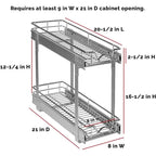 Hold N Storage Pull Out Cabinet Organizer 2 Tier  Heavy Duty Metal with Lifetime Limited Warranty - Anti Rust Chrome Finish