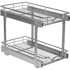 Hold N Storage Pull Out Cabinet Organizer 2 Tier  Heavy Duty Metal with Lifetime Limited Warranty - Anti Rust Chrome Finish