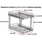 Hold N Storage Pull Out Cabinet Organizer 2 Tier  Heavy Duty Metal with Lifetime Limited Warranty - Anti Rust Chrome Finish