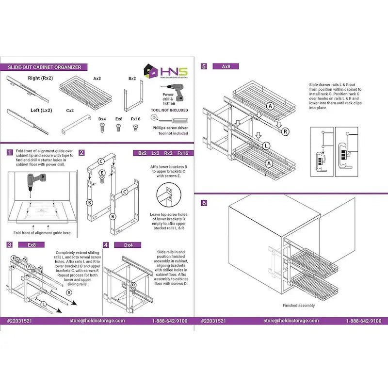 Hold N Storage Pull Out Cabinet Organizer 2 Tier  Heavy Duty Metal with Lifetime Limited Warranty - Anti Rust Chrome Finish