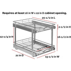 Hold N Storage Pull Out Cabinet Organizer 2 Tier  Heavy Duty Metal with Lifetime Limited Warranty - Anti Rust Chrome Finish
