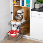 Hold N Storage Pull Out Cabinet Organizer 2 Tier  Heavy Duty Metal with Lifetime Limited Warranty - Anti Rust Chrome Finish