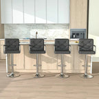 Javlergo Adjustable Height Swivel Bar Stools PU Leather with Back and Armrest, Set of 4 Barstools