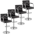 Javlergo Adjustable Height Swivel Bar Stools PU Leather with Back and Armrest, Set of 4 Barstools