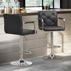 Javlergo Adjustable Height Swivel Bar Stools PU Leather with Back and Armrest, Set of 4 Barstools