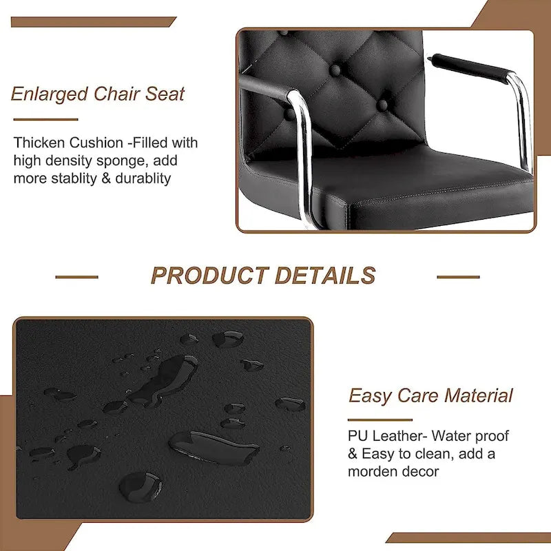 Javlergo Adjustable Height Swivel Bar Stools PU Leather with Back and Armrest, Set of 4 Barstools