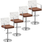 Javlergo Adjustable Height Swivel Bar Stools PU Leather with Back and Armrest, Set of 4 Barstools