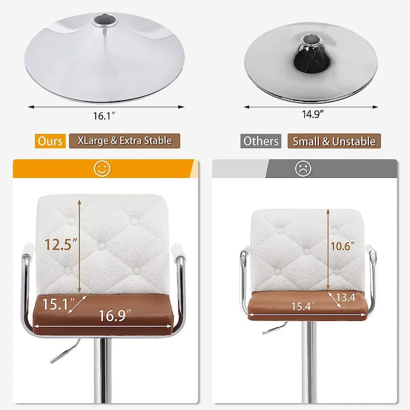 Javlergo Adjustable Height Swivel Bar Stools PU Leather with Back and Armrest, Set of 4 Barstools