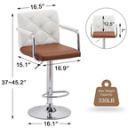 Javlergo Adjustable Height Swivel Bar Stools PU Leather with Back and Armrest, Set of 4 Barstools