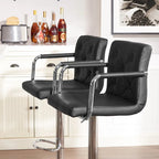 Javlergo Adjustable Height Swivel Bar Stools PU Leather with Back and Armrest, Set of 4 Barstools