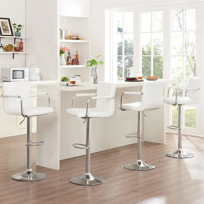 Javlergo Adjustable Height Swivel Bar Stools PU Leather with Back and Armrest, Set of 4 Barstools