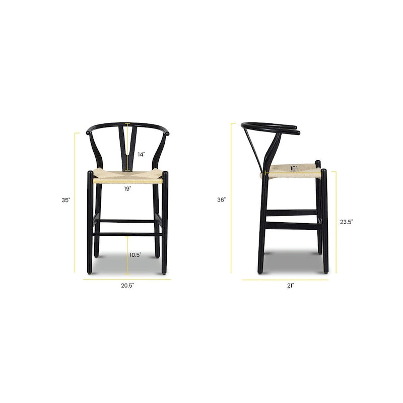 Poly & Bark Weave 23.5 Seat Height Counter Stool - Solid Wood with Woven Seat