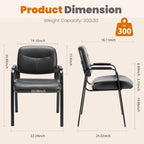 Reception Chairs, Leather Office Desk Guest Side Chair for Home Conference Lobby Area Meeting Church Medical Clinic Elderly
