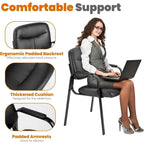 Reception Chairs, Leather Office Desk Guest Side Chair for Home Conference Lobby Area Meeting Church Medical Clinic Elderly