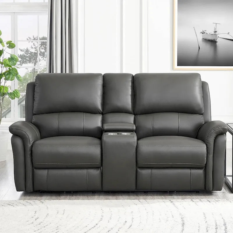 Hydeline Erindale Zero Gravity Power Recline and Headrest Top Grain Leather Loveseat