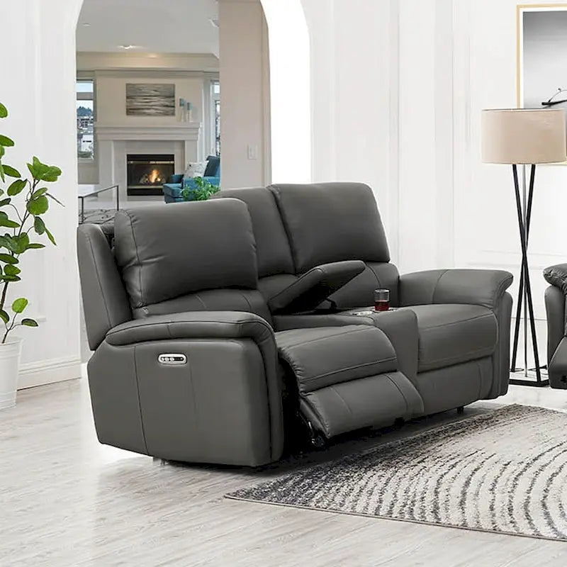 Hydeline Erindale Zero Gravity Power Recline and Headrest Top Grain Leather Loveseat