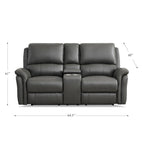Hydeline Erindale Zero Gravity Power Recline and Headrest Top Grain Leather Loveseat