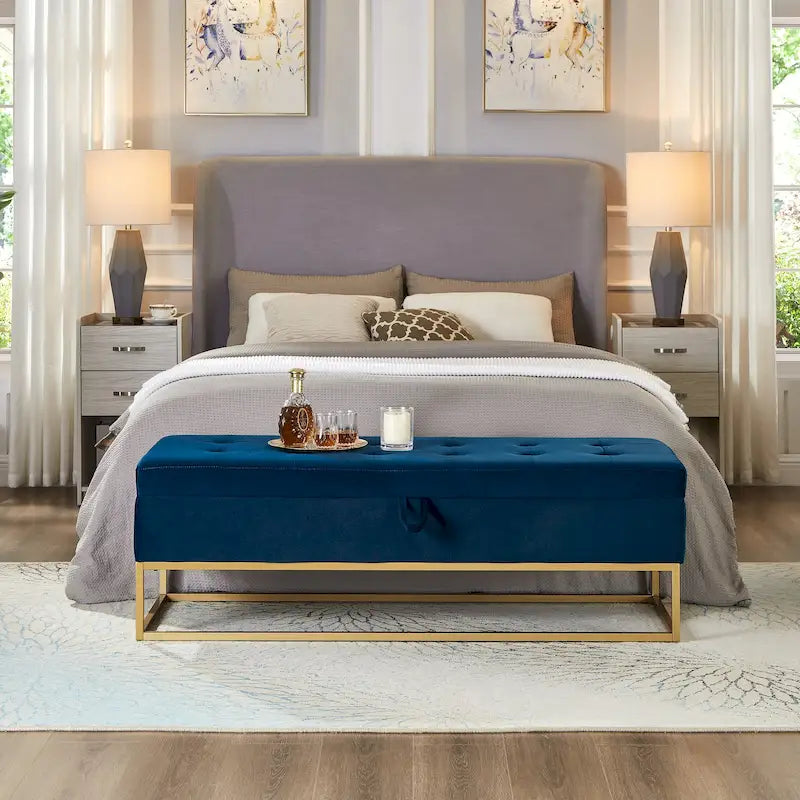 58.6 Bed Bench Metal Base with Storage