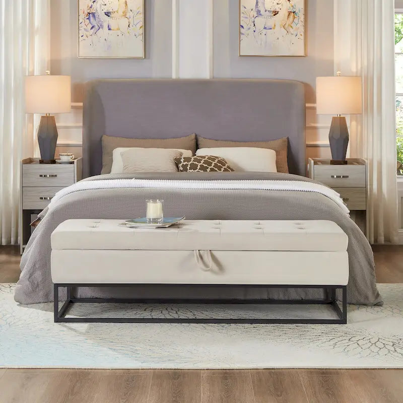 58.6 Bed Bench Metal Base with Storage