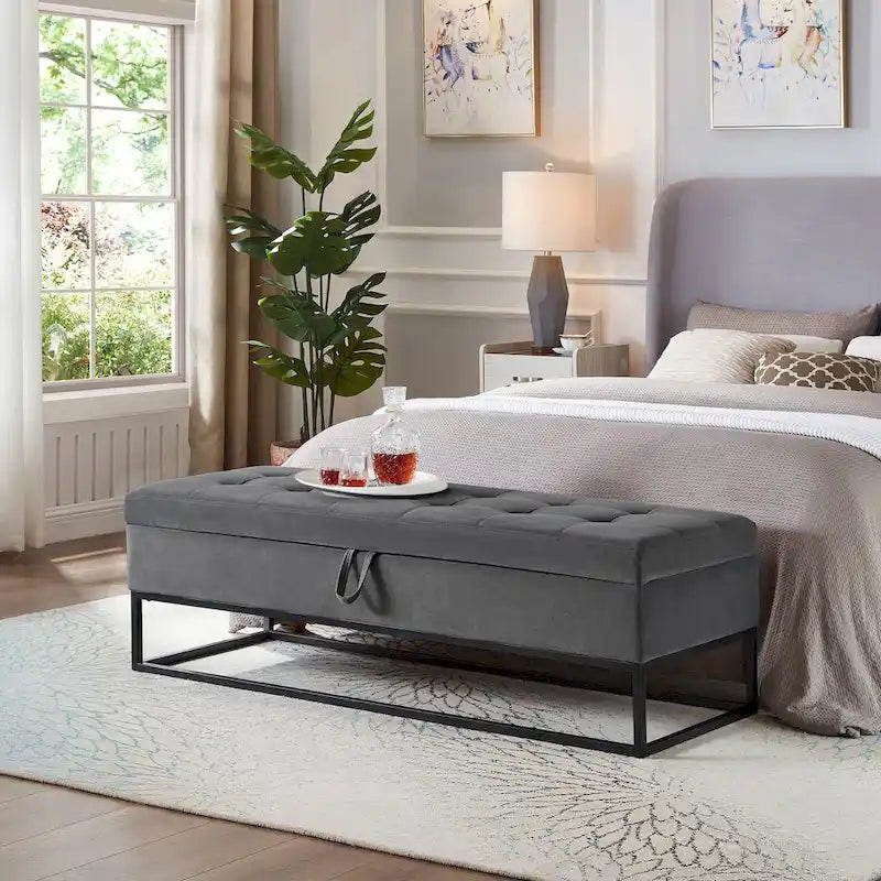 58.6 Bed Bench Metal Base with Storage
