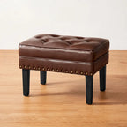 Glitzhome 22W Mid-century PU Leather Tufted Ottoman Foot Stool
