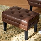 Glitzhome 22W Mid-century PU Leather Tufted Ottoman Foot Stool