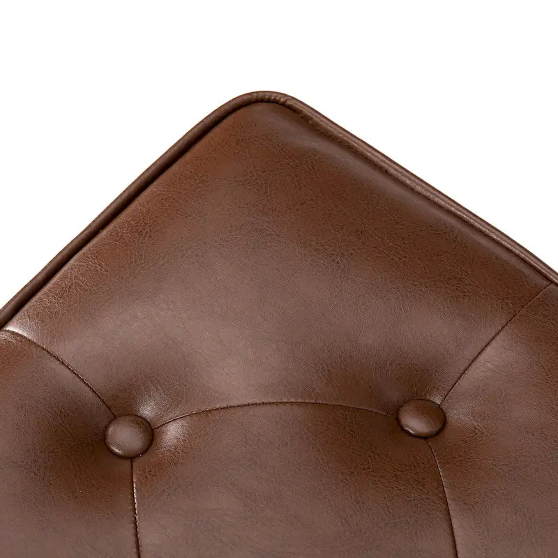 Glitzhome 22W Mid-century PU Leather Tufted Ottoman Foot Stool