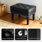 Glitzhome 22W Mid-century PU Leather Tufted Ottoman Foot Stool