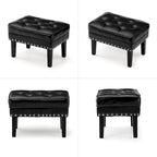 Glitzhome 22W Mid-century PU Leather Tufted Ottoman Foot Stool