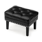 Glitzhome 22W Mid-century PU Leather Tufted Ottoman Foot Stool
